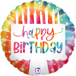 Tie-dye Cake Birthday 9" Flat
