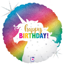 Unicorn Glitter Birthday 18" Pkt