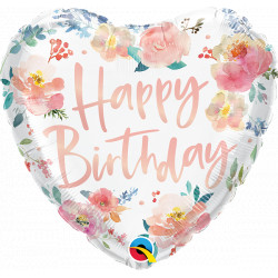 Watercolour Roses Birthday 18" Pkt If