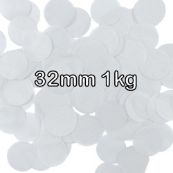White 32mm Round Paper Confetti 1kg