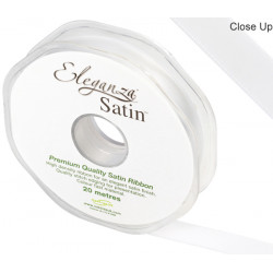 White Eleganza Double Faced Satin Ribbon 15mm X 20m