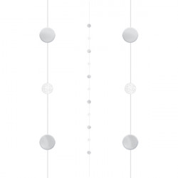 White / Silver Circles 1.82m Balloon Fun Strings