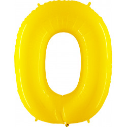 Yellow Shiny Number 0 Shape 40" Pkt