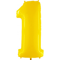 Yellow Shiny Number 1 Shape 40" Pkt