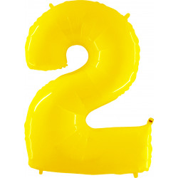 Yellow Shiny Number 2 Shape 40" Pkt