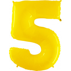 Yellow Shiny Number 5 Shape 40" Pkt