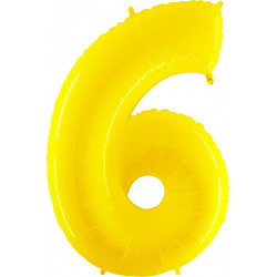 Yellow Shiny Number 6 Shape 40" Pkt