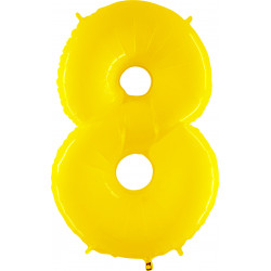 Yellow Shiny Number 8 Shape 40" Pkt